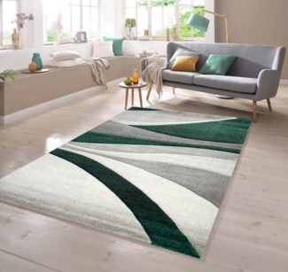 TeppichHome24 Teppich Teppich mit Streifen in grau grün, rechteckig