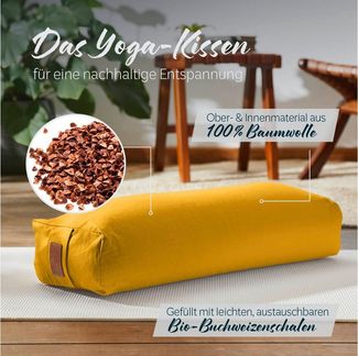 #DoYourYoga Yogakissen Yoga Bolster Paravati, gefüllt mit Bio-Buchweizenschalen,Yogakissen 67 x 22 x 13 cm