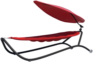 LECO Luxus-Hängematte GLORIA, mit Rollen, Stahlrohrgestell anthrazit, Hängematte und Sonnendach rot, 285x95x145 cm