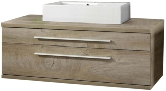 Fackelmann STANFORD Badmöbel Set 2-teilig,110 cm breit, Braun, Keramikbecken 60 cm kubisch