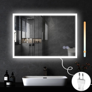 ZMH Spiegel Bad Badspiegel mit Beleuchtung - LED Wandspiegel Rund 100X60cm Badezimmer Badezimmerspiegel mit Touch-Schalter und Entfogger-Funktion Lichtspiegel Dimmbar 3000K-6500K
