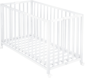 roba Klappbett 'Fold Up' 60 x 120 - Klappbares Babybett aus Holz - 2-fach höhenverstellbar - Weiß