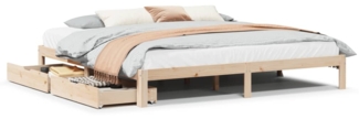 vidaXL Massivholzbett mit Schubladen 200x200 cm Kiefer 3301956