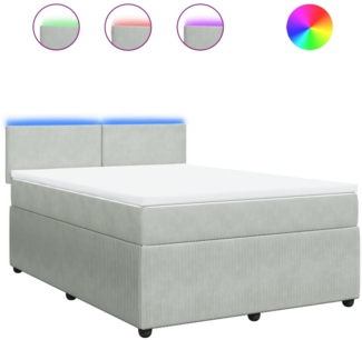 vidaXL Boxspringbett mit Matratze Hellgrau 160x200 cm Samt 3290076