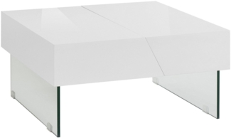 loft24 Couchtisch Peggy, Wohnzimmertisch in Hochglanz, ausziehbar, Glas Gestell, Breite 75 cm