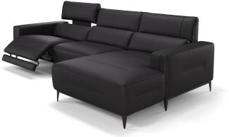 Sofanella Ecksofa TERAMO Ledersofa Eckgarnitur Eckcouch in Schwarz S: 260 Breite x 101 Tiefe