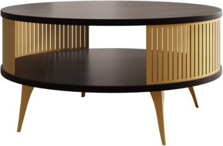 Couchtisch Rajkon Gold, Beine und Seiten aus Stahl (Farbe: Gold / Schwarz Molet)