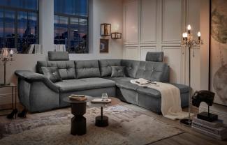 ED EXCITING DESIGN Ecksofa Bolonia L-Form, mit Bettkasten, Schlaffunktion und Strassstein