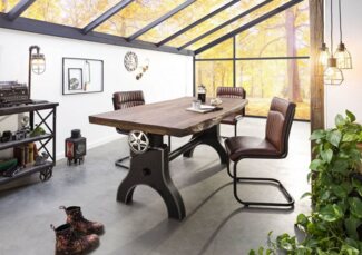 Massivmoebel24 Esstisch Esstisch Mango 220x100x80-101 höhenverstellbar natur geölt Manchester #103