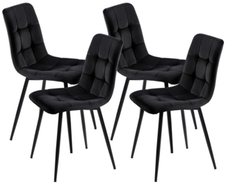 FUROKOY Polsterstuhl (4 St), Esszimmerstühle 4er Set Küchenstuhl, (4 St), Esszimmer · Samt · Metall · mit Rückenlehne · Retro Design · Schwarz