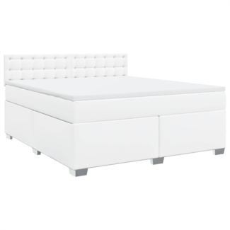 vidaXL Boxspringbett mit Matratze Weiß 180x200 cm Kunstleder 3286133