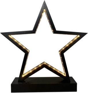 Casaria Weihnachtsstern 45 LED Warmweiß Holz 26 x 25 x 2,5cm schwarz Adventsstern Leuchtsstern Stern Weihnachten Weihnachtsdeko