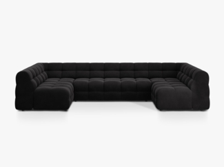 Micadoni Panorama-Sofa Kendal 7-Sitzer Samt Magic Velvet Schwarz