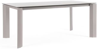 Gartenesstisch Otavio aus Aluminium und Keramik, modern rechteckig, Moon Taupe, 180x95 cm