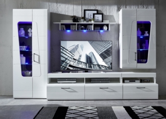 Wohnwand Stuttgart / Spirit Plus, Holzwerkstoff, Weiß, 330 x 209 x 52 cm