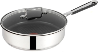 Tefal Schmorpfanne Jamie Oliver E30 Schmorpfanne mit Deckel 24cm ale Herdarten+ Induktion, Edelstahl 18/10 (Pfannen, Pfanne, Bratpfannen Set, Pfannenset, Wok, Wokpfanne, Schmorpfanne), Ohne Fett