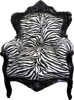 Casa Padrino Barock Sessel "King" Zebra / Schwarz Möbel