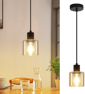 ZMH Pendelleuchte Esstisch H?ngelampe Vintage Esstischlampe H?ngend E27 H?ngeleuchte Schwarz 1 Flammig Esszimmerlampe Retro Industrial Pendellampe fr Wohnzimmer Hotel Bro (ohne Leuchtmittel)