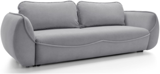 Selsey 'Cutie' Sofa 3-Sitzer mit Schlaffunktion & Stauraum, Easy-Clean Velours, hellgrau