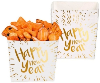 Boland Einweggeschirr-Set 6 Silvester Snackboxen, Pappe, Partygeschirr für Silvester und Neujahrsfeiern!