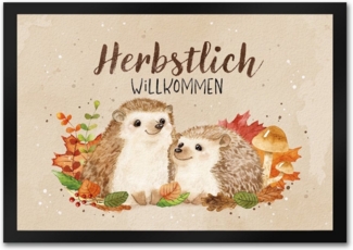 speecheese Fußmatte Igel Paar Fußmatte in 35x50 cm mit Spruch Herbstlich Willkommen