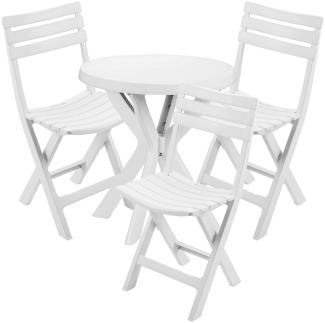 Bistro Sitzgarnitur Bistrogarnitur 4-teilig Weiß