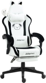 Dowinx Gaming Stuhl Süße Hund Edition Ergonomisch PU-Leder weiß Kaninchen