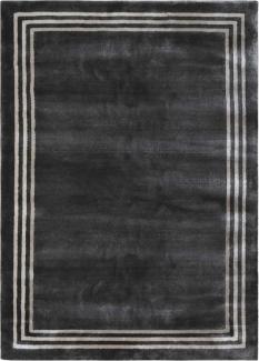 Casa Padrino Luxus Viskose Teppich Schwarz / Grau 160 x 230 cm - Rechteckiger Wohnzimmer Teppich - Moderner Schlafzimmer Teppich - Luxus Interior - Luxus Qualität