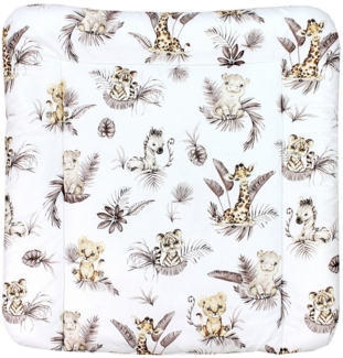 TupTam Baby Wickeltischauflage mit Baumwollbezug Gemustert, Farbe: Löwe/Blätter/Beige, Größe: 70x50 cm