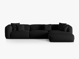Micadoni Ecksofa Martina 3-Sitzer Strukturierter Stoff Schwarz Rechts