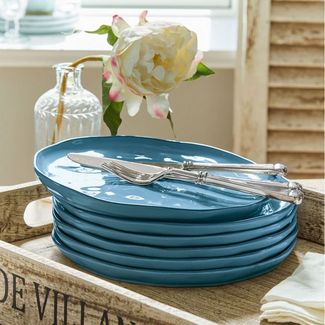 Mirabeau Geschirr-Set Teller 6er Set Biarré blau, Steinzeug