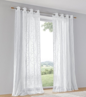 Kutti Vorhang Jasmin Vorhang (1 St), Ösen, halbtransparent, halbtransparent, leicht und luftig, bestickt