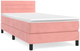 vidaXL Boxspringbett mit Matratze Rosa 100x200 cm Samt 3141352