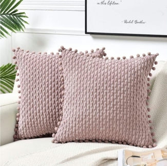 Coonoor Kissenbezüge Sofa Kissenbezug,mit Pompons, (2 Stück), für Weihnachten Bett Sofa Deko