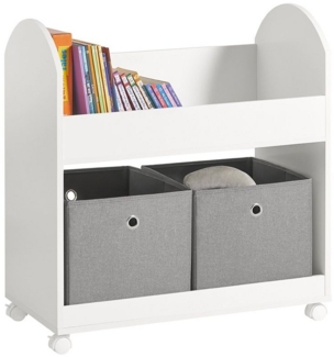 SoBuy Bücherregal KMB53, mit 2 Stoffboxen Kinderregal mit Rollen Kinder Aufbewahrungsregal