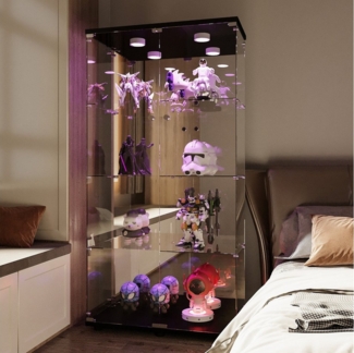 Furnishings Home Glasvitrine Vitrine Doppeltür Hoch Eckvitrine, Mit Sicherheitsschloss (Größe:80 x 163 x 36 cm, 1 tlg) Standvitrine, Mit LED-Beleuchtung, perfekt für Sammler, vielseitig