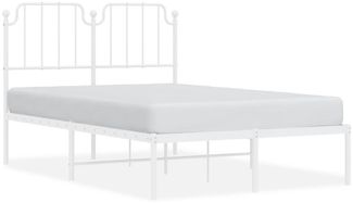Einzelbettgestell Design für Erwachsene mit Kopfteil Metall Weiß 120x200 cm d2942e
