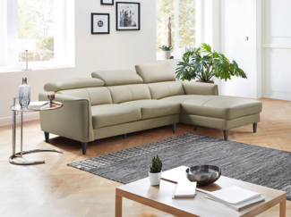 Vente-unique - Ecksofa - Ecke rechts - Büffelleder - Beige - SALVI