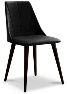 Esszimmerstühle Stuhle 2er Set CAROS Massivholz Buche-Wenge Stoff Schwarz