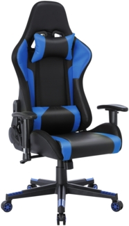 HOMEMIYN Gaming-Stuhl,Blau,Kunstleder,H56 x T135 x B38 cm