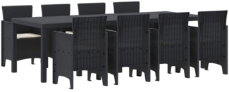 vidaXL Garten Essgruppe 9 pcs Anthrazit Polt Rattan 3378736