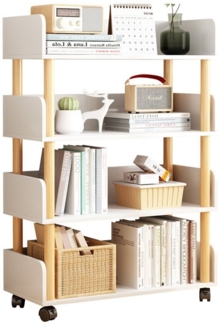 NUODWELL Bücherregal Offenes Bücherregal aus Holz mit Rolle, Oberkante und Massivholzrahmen