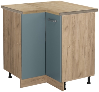 Eckunterschrank R-Line Blau-Grau 75.6 cm , AP Eiche Vicco