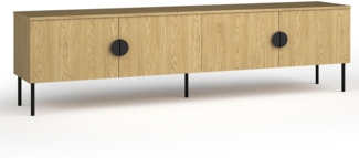 AX Living TV Schränke Brunelli 200 cm Eiche Baltic TV Lowboard 4-türig