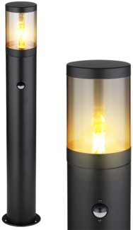 LED Stehleuchte, Bewegungsmelder, Edelstahl, schwarz, H 80 cm