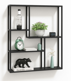 DanDiBo Wandregal Schwarz Metall 90 x 75 x 20 cm 96635 Regal Wand Hängeregal Wandmontage Modern