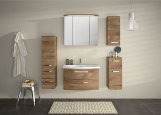 Saphir Midischrank Serie 4010 Badschrank 30cm breit, 1 Tür, 2 Schubladen, inkl Türdämpfer 2 Glas-Einlegeböden, Badezimmer-Midischrank 121 cm hoch, 33 cm tief