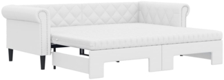 vidaXL Tagesbett Ausziehbar mit Matratzen Weiß 90x200 cm Kunstleder 3197728