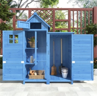 Merax Garten-Geräteschrank, BxT: 118x54 cm, mit Satteldach, Gerätehaus Holz, Geräteschuppen mit Ablage, wetterfest