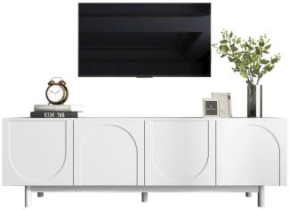 HAUSS SPLOE Lowboard im Luxusstil, strukturierte Türen, verstellbare Trennwände, Weiß (TV-Board, Fernsehtisch, TV-Ständer, 1 St, 175*38*56cm), modernes Design